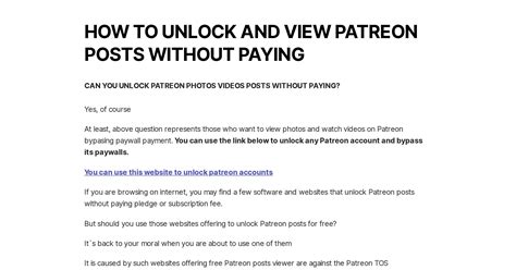 patreon join for free|patreon access without paying.